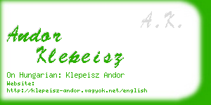 andor klepeisz business card